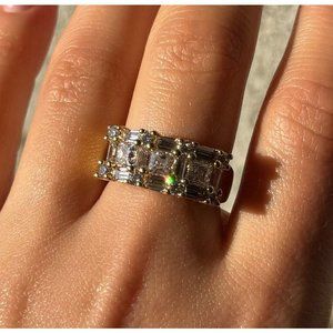 925 Sterling silver gold plated CZ ring size 7